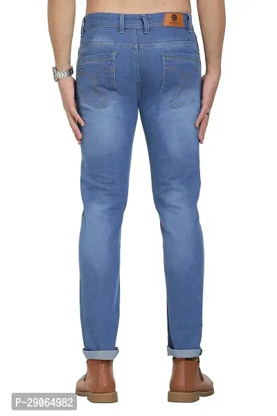 Stylish Blue Polycotton Mid-Rise Jeans For Men-thumb2