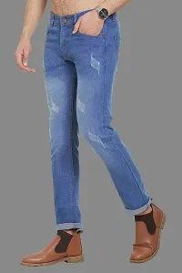 Stylish Blue Polycotton Mid-Rise Jeans For Men-thumb3