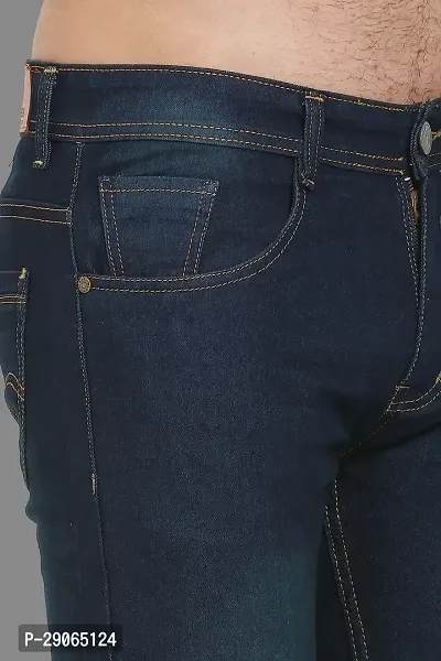Stylish Blue Polycotton Mid-Rise Jeans For Men-thumb5