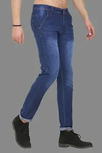 Stylish Blue Polycotton Mid-Rise Jeans For Men-thumb2