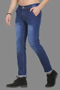 Stylish Blue Polycotton Mid-Rise Jeans For Men-thumb3