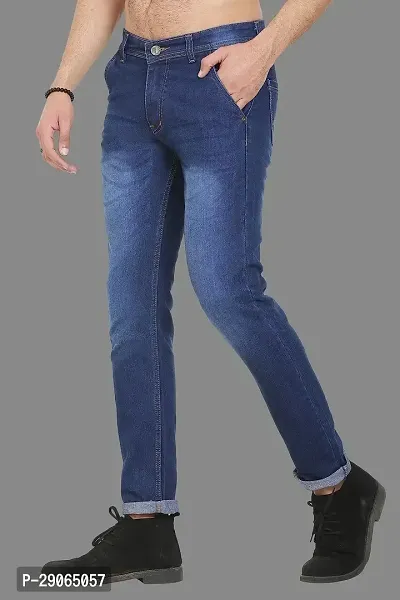 Stylish Blue Polycotton Mid-Rise Jeans For Men-thumb4