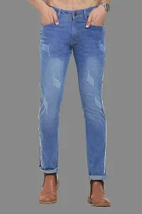 Stylish Blue Polycotton Mid-Rise Jeans For Men-thumb3