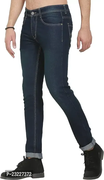 Sobbers Polycotton Casual Comfortable Slim Fit Mid Rise Jeans for Men