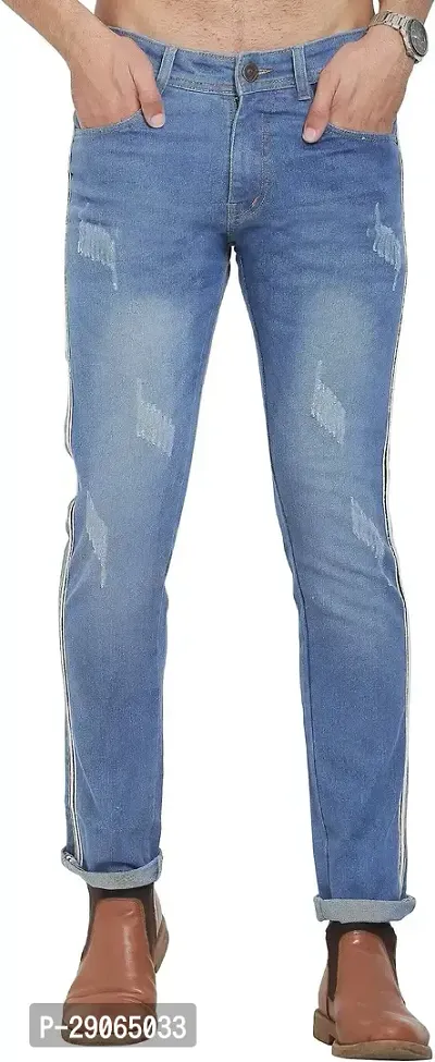 Stylish Blue Polycotton Mid-Rise Jeans For Men-thumb3