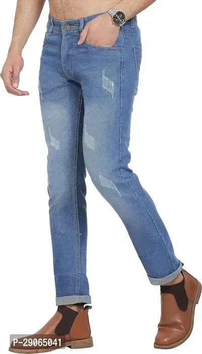 Stylish Blue Polycotton Mid-Rise Jeans For Men-thumb5