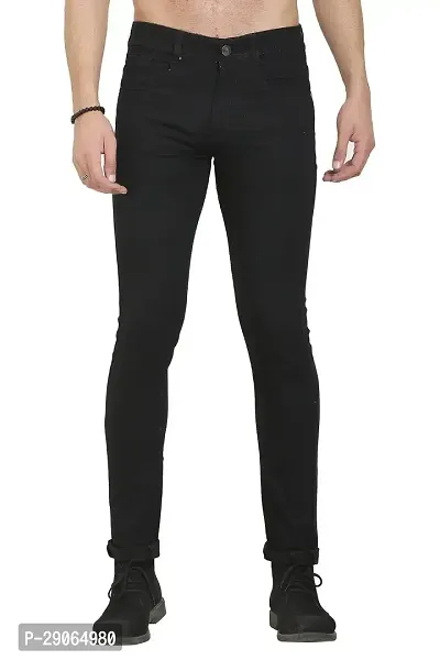 Stylish Black Polycotton Mid-Rise Jeans For Men-thumb0