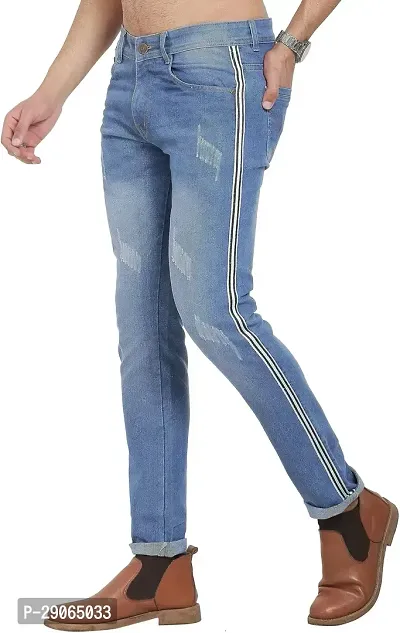 Stylish Blue Polycotton Mid-Rise Jeans For Men