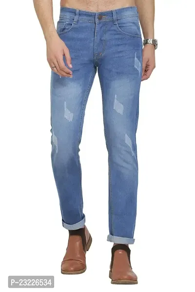 Sobbers Polycotton Casual Comfortable Slim Fit Mid Rise Jeans for Men