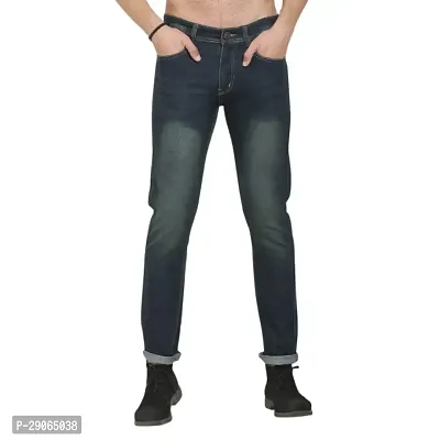 Stylish Blue Polycotton Mid-Rise Jeans For Men-thumb0