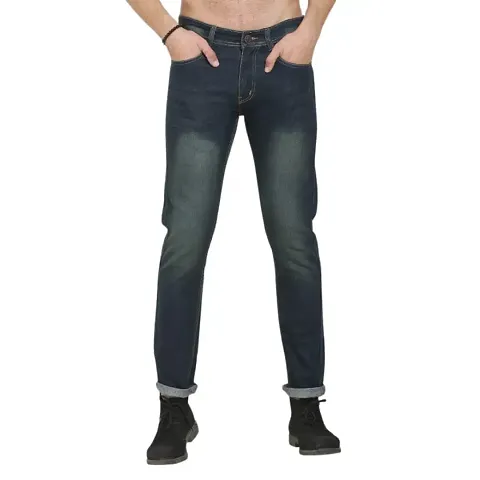 Sobbers Polycotton Casual Comfortable Slim Fit Mid Rise Jeans for Men