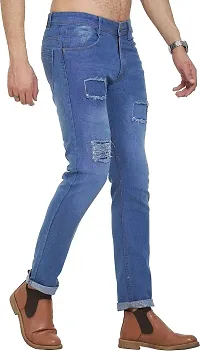 Stylish Blue Polycotton Mid-Rise Jeans For Men-thumb2