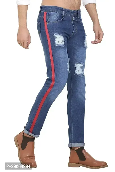 Stylish Blue Polycotton Mid-Rise Jeans For Men-thumb3