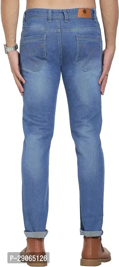 Stylish Blue Polycotton Mid-Rise Jeans For Men-thumb2