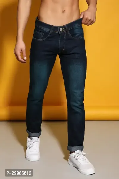 Stylish Blue Denim Mid-Rise Jeans For Men-thumb3