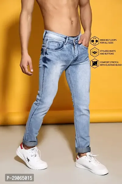 Stylish Blue Denim Mid-Rise Jeans For Men