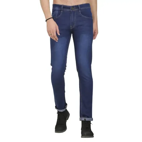 Stylish Polycotton Mid-Rise Jeans For Men