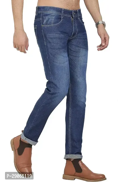 Stylish Blue Polycotton Mid-Rise Jeans For Men-thumb3