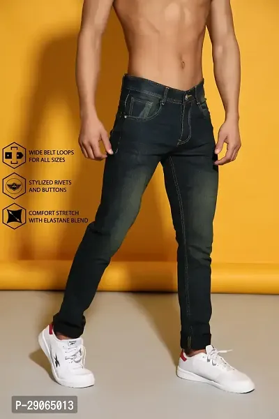 Stylish Black Denim Mid-Rise Jeans For Men