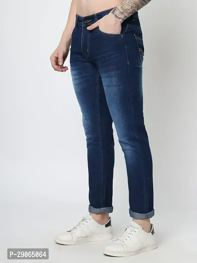 Stylish Blue Denim Mid-Rise Jeans For Men-thumb2