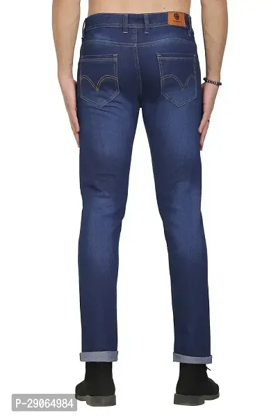 Stylish Blue Polycotton Mid-Rise Jeans For Men-thumb2