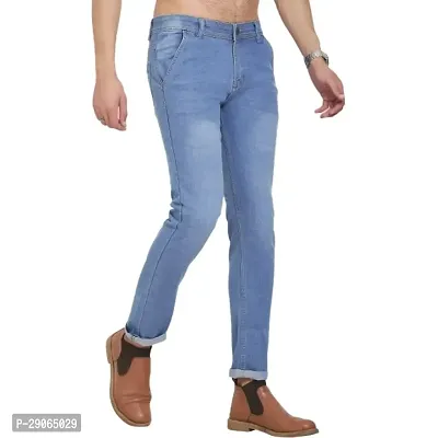 Stylish Blue Polycotton Mid-Rise Jeans For Men