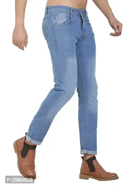 Stylish Blue Polycotton Mid-Rise Jeans For Men-thumb3