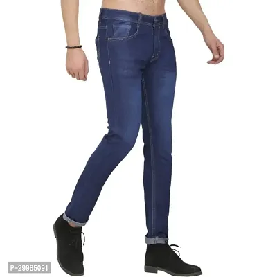 Stylish Blue Polycotton Mid-Rise Jeans For Men-thumb0