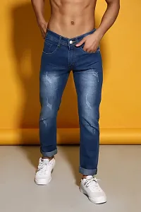 Stylish Blue Denim Mid-Rise Jeans For Men-thumb2