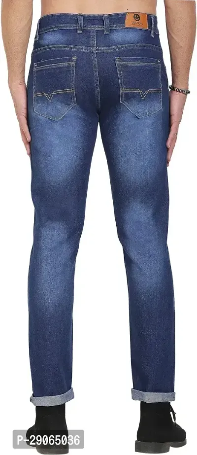 Stylish Blue Polycotton Mid-Rise Jeans For Men-thumb2