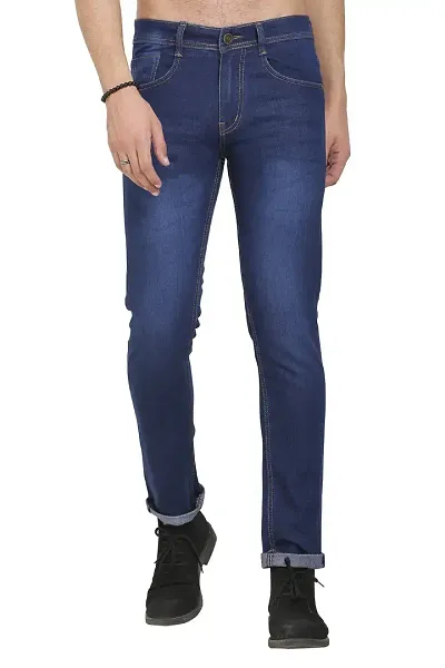 JINJLR Men's Regular Fit Denim Jeans - Carbon Blue
