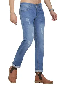 Stylish Blue Polycotton Mid-Rise Jeans For Men-thumb2