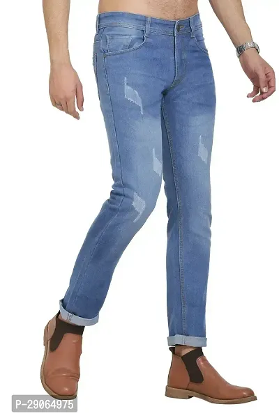 Stylish Blue Polycotton Mid-Rise Jeans For Men-thumb3