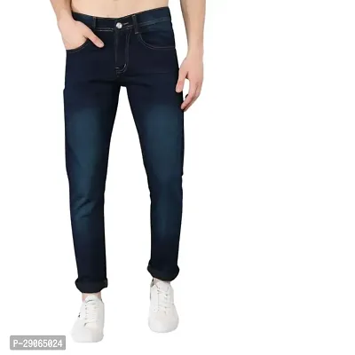 Stylish Blue Denim Mid-Rise Jeans For Men