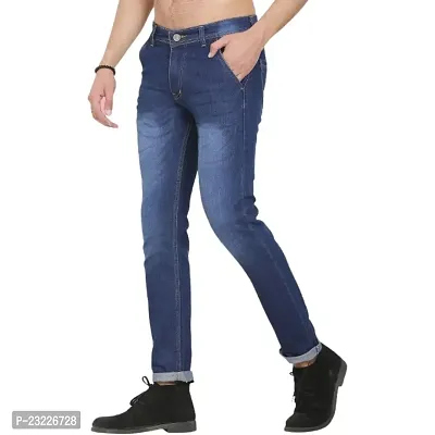 Sobbers Poly Cotton Casual Comfortable Slim-Fit Mid Rise Jeans for Men-thumb0