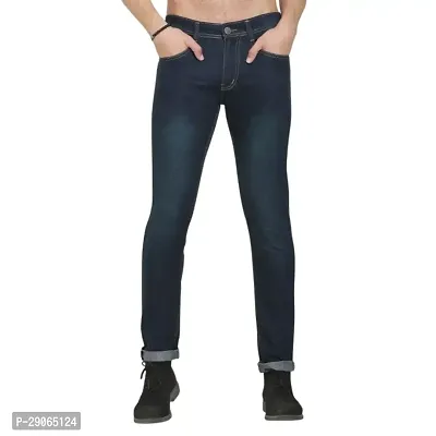 Stylish Blue Polycotton Mid-Rise Jeans For Men