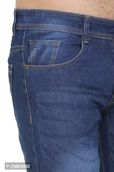 Stylish Blue Polycotton Mid-Rise Jeans For Men-thumb5