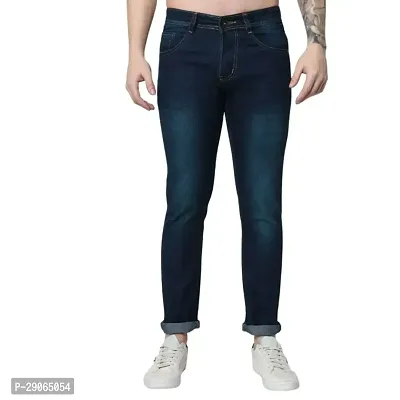 Stylish Blue Denim Mid-Rise Jeans For Men-thumb0