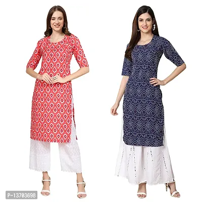 Stylish Crepe Digital Printed Kurta For Women- Pack Of 2