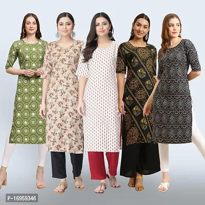 Women Stylish Crepe Printed Staright Kurta-thumb0