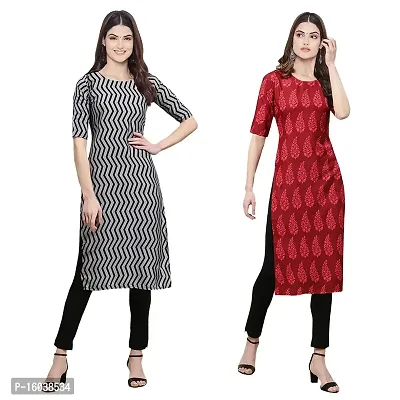 Stylish Digital Printed Women Crepe Kurta- Pack of 2