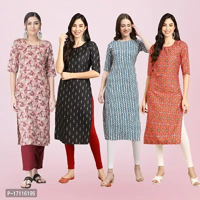 Women Stylish Crepe Printed Straight Kurta