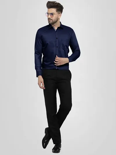 Men Stylish Solid Long Sleeve Semi Formal Shirt