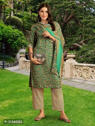 Fancy Cotton Blend Kurta Bottom And Dupatta Set For Women-thumb2