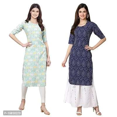 Stylish Digital Printed Women Crepe Kurta- Pack of 2-thumb0