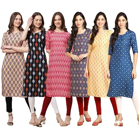 Stylish Crepe Printed Kurti - Pack of 6