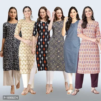 Women Stylish Crepe Printed Straight Kurta Combo-thumb0