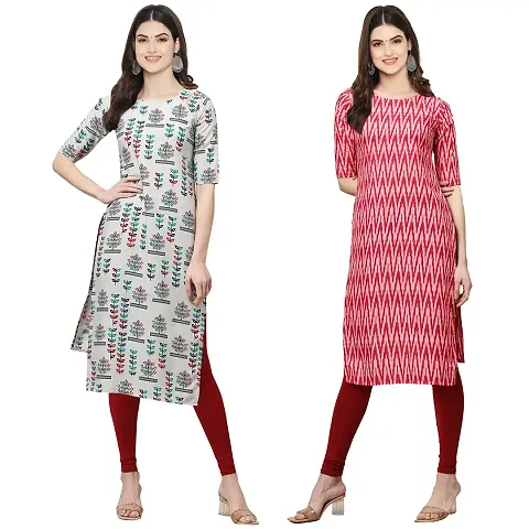 Stylish Crepe Stitched Kurti For Women, Pack Of 2