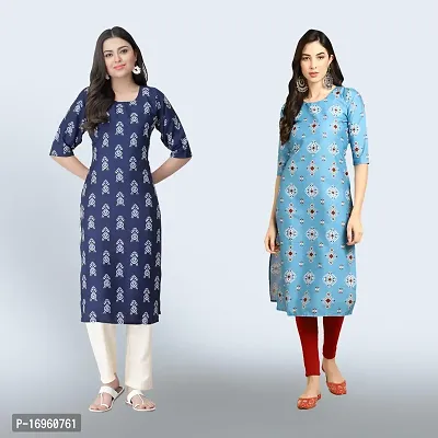 Women Stylish Crepe Ethnic Motif Casual Straight Kurta