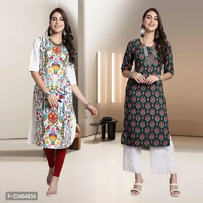 Fancy Rayon Kurtis For Women Pack Of 2-thumb0